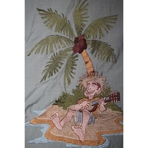 PARADISE KEY Fine Resort Wear XXL Embroidered Castaway Island Shirt Tropical